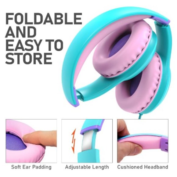 Kids Headphones - Wired - Stereo - Safe Volume Limit/Control - Microphone - Picture 5 of 12